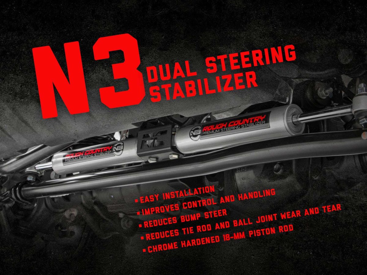 Toyota Pickup Steering Stabilizer - Dual - Rough Country - N3 - '86-'95